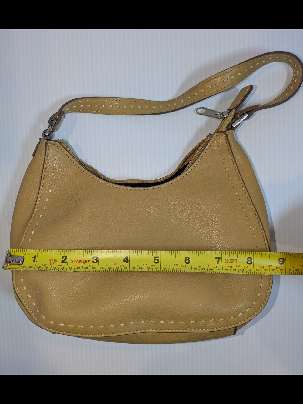Tommy Hilfiger Mustard Yellow Pebbled Faux Leather Mini Shoulder Bag Y2K - Picture 7 of 12